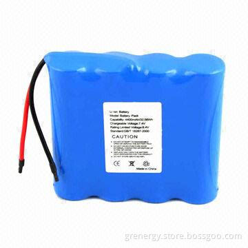 7.4V 5200mAh Li-ion Batteries, 2S2P, 4 Cells, UL, CE, RoHS Approved